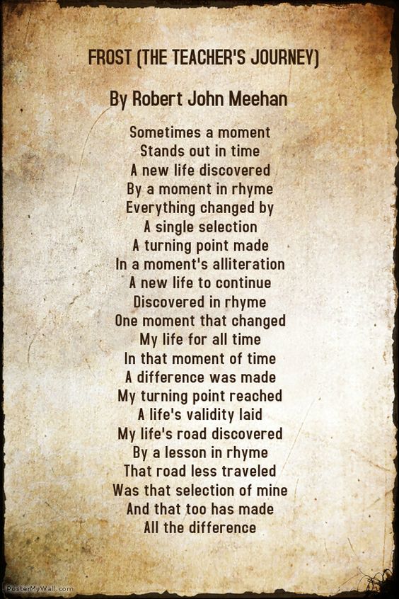 Frost The TEacher's Journey by Robert John Meehan a Poem